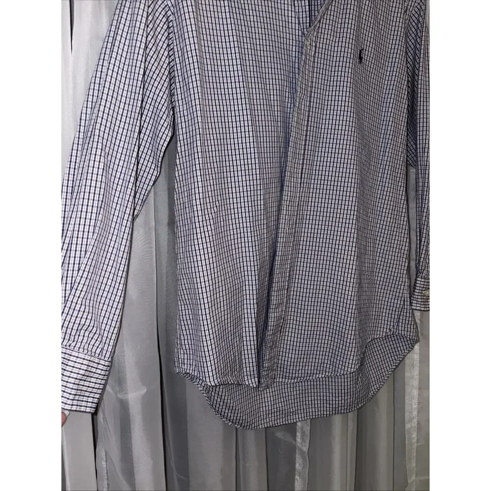 Polo Ralph Lauren Men Long Sleeve Button up Shirt Medium Size Classic Yarmouth